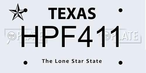 HPF411 Texas License Plate
