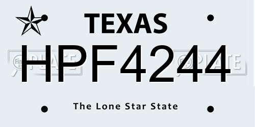 HPF4244 Texas License Plate