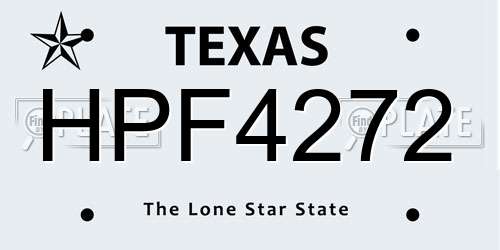 HPF4272 Texas License Plate