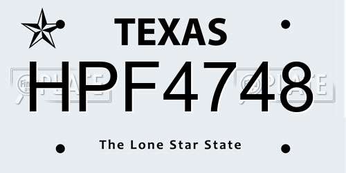 HPF4748 Texas License Plate