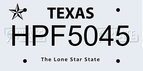 HPF5045 Texas License Plate