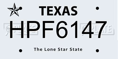 HPF6147 Texas License Plate
