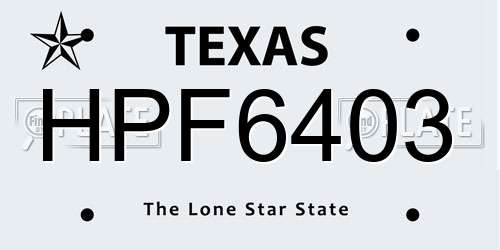 HPF6403 Texas License Plate