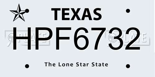HPF6732 Texas License Plate