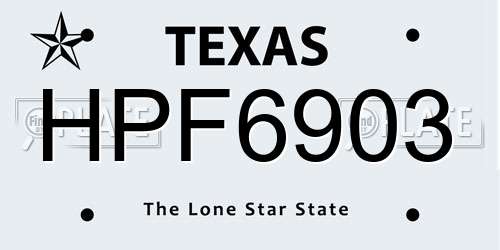 HPF6903 Texas License Plate