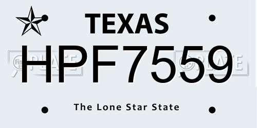 HPF7559 Texas License Plate