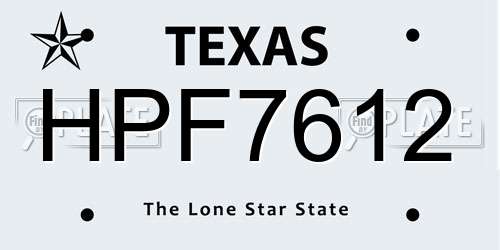 HPF7612 Texas License Plate
