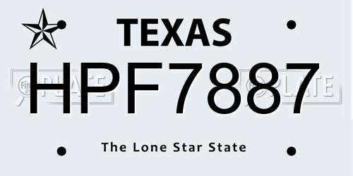 HPF7887 Texas License Plate