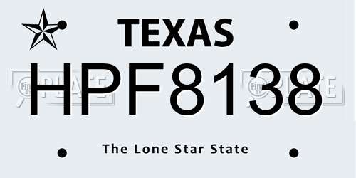 HPF8138 Texas License Plate