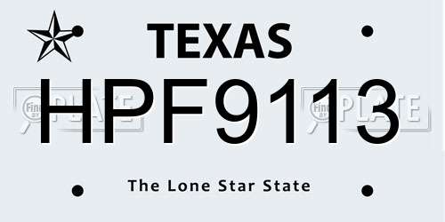 HPF9113 Texas License Plate