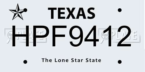 HPF9412 Texas License Plate