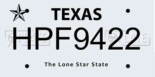 HPF9422 Texas License Plate