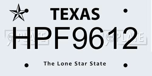 HPF9612 Texas License Plate