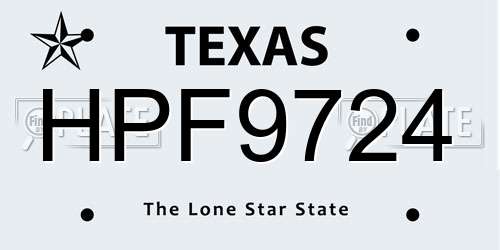 HPF9724 Texas License Plate