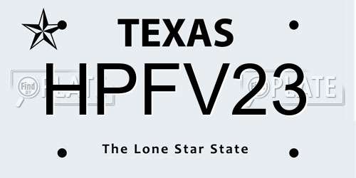 HPFV23 Texas License Plate