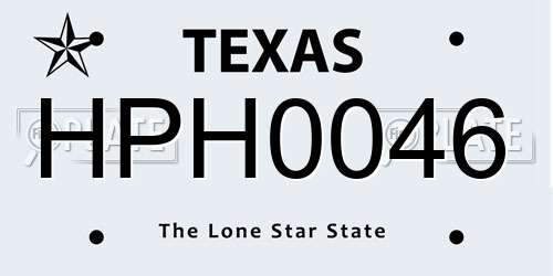 HPH0046 Texas License Plate