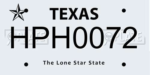 HPH0072 Texas License Plate