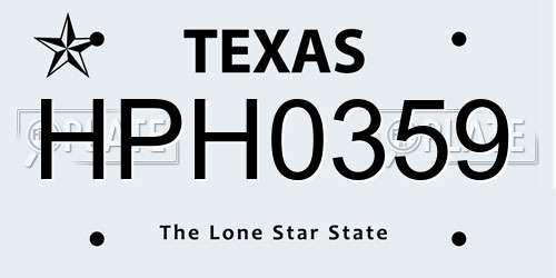 HPH0359 Texas License Plate