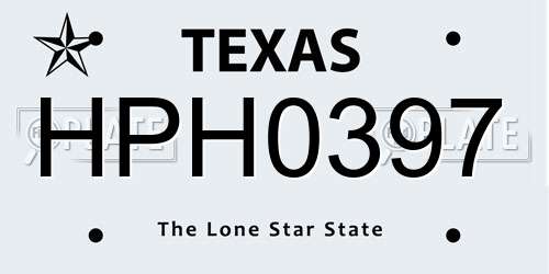 HPH0397 Texas License Plate