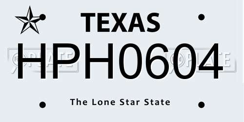 HPH0604 Texas License Plate