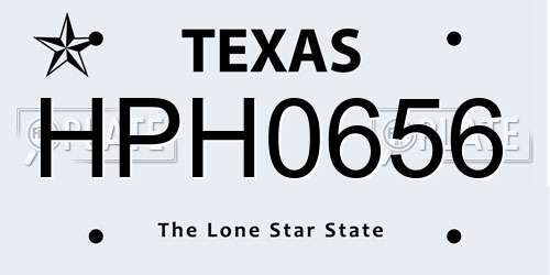 HPH0656 Texas License Plate