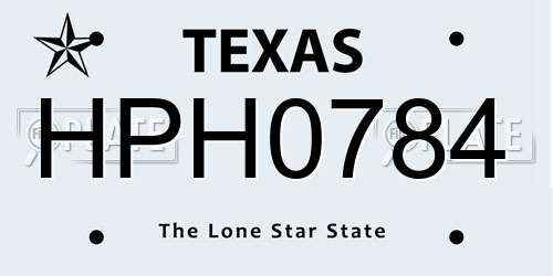 HPH0784 Texas License Plate