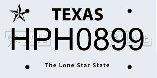 HPH0899 Texas License Plate