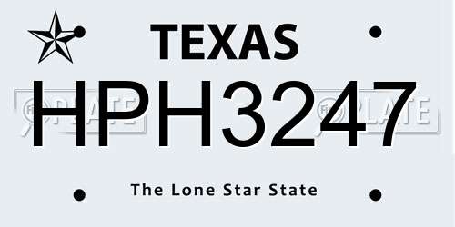 HPH3247 Texas License Plate