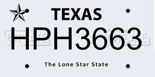 HPH3663 Texas License Plate