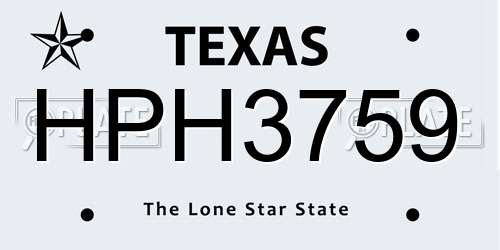 HPH3759 Texas License Plate