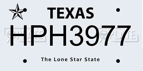 HPH3977 Texas License Plate