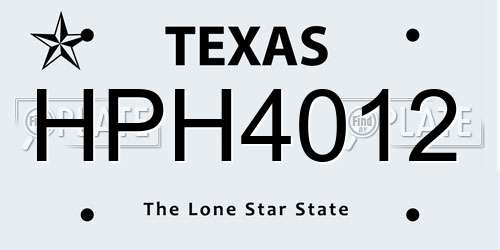 HPH4012 Texas License Plate