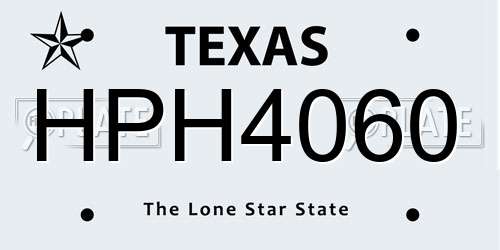 HPH4060 Texas License Plate