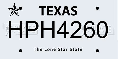 HPH4260 Texas License Plate