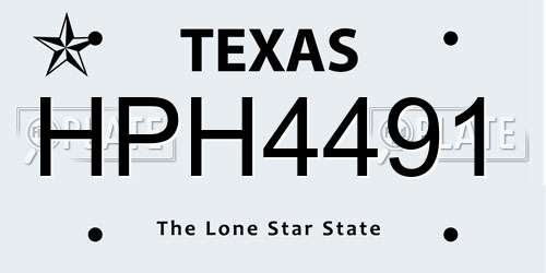 HPH4491 Texas License Plate