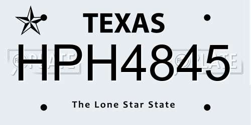 HPH4845 Texas License Plate