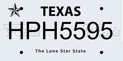 HPH5595 Texas License Plate