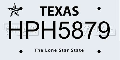 HPH5879 Texas License Plate