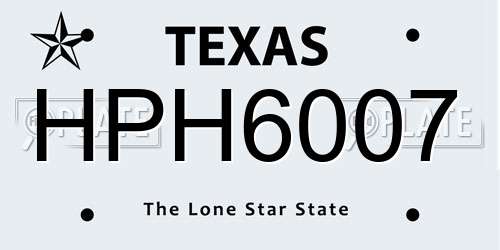 HPH6007 Texas License Plate