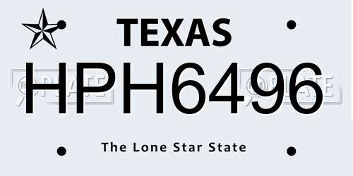 HPH6496 Texas License Plate