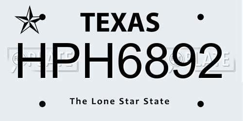 HPH6892 Texas License Plate