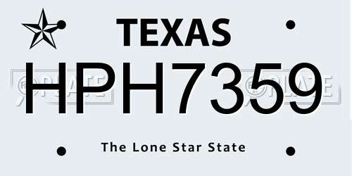 HPH7359 Texas License Plate