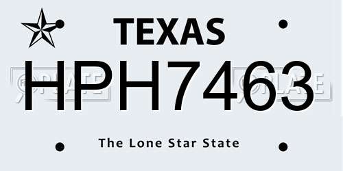 HPH7463 Texas License Plate