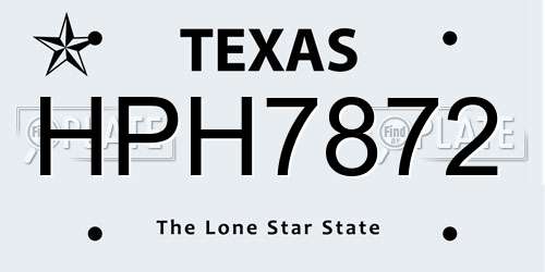HPH7872 Texas License Plate