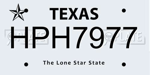 HPH7977 Texas License Plate