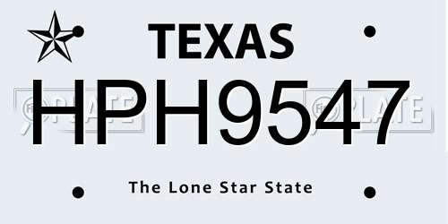 HPH9547 Texas License Plate