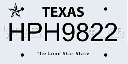 HPH9822 Texas License Plate