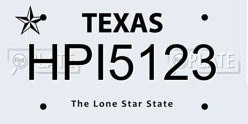 HPI5123 Texas License Plate