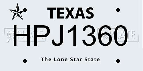 HPJ1360 Texas License Plate