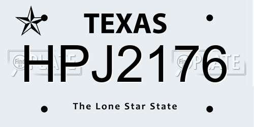 HPJ2176 Texas License Plate